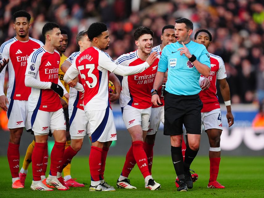 Arsenal have been charged for failing to control their players (Mike Egerton/PA)