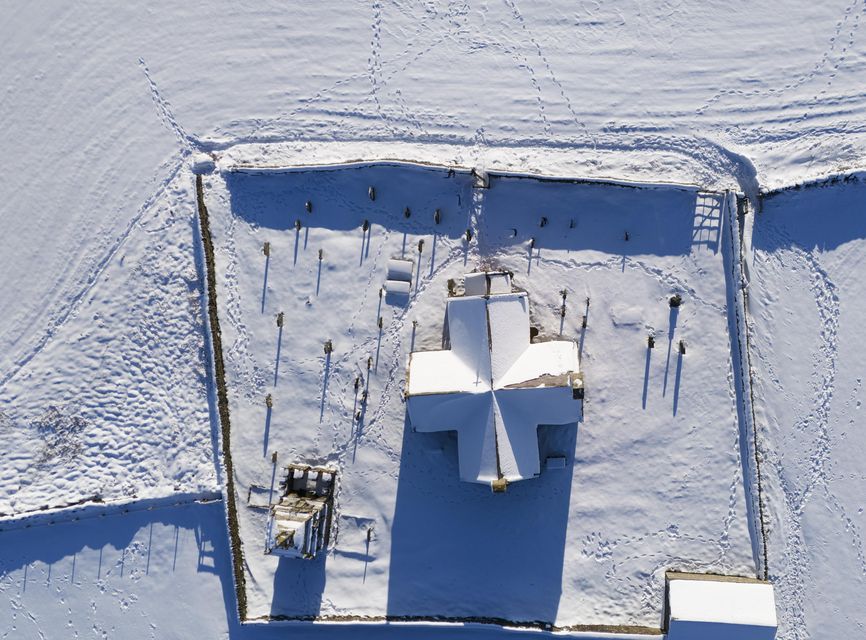 St Andrew’s church, Kiln Pit in Durham, covered on sno (Owen Humphreys/PA)