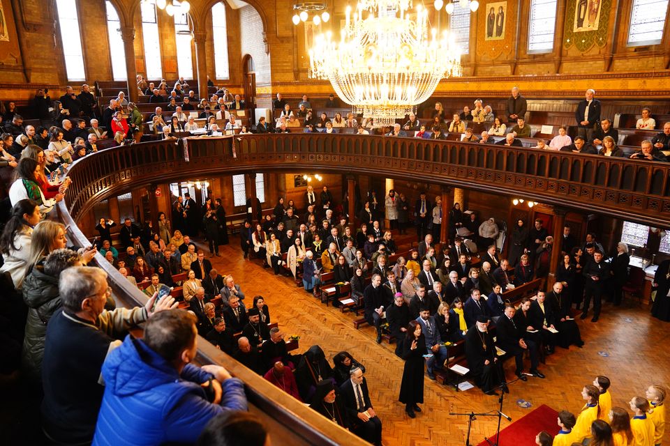 Faith leaders joined members of the public for the service (James Manning/PA)