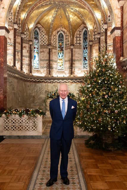 King Charles recorded his Christmas message at the Fitzrovia Chapel in central London (Aaron Chown/PA)