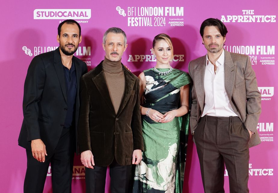 The cast of The Apprentice, Ali Abbasi, Jeremy Strong, Maria Bakalova and Sebastian Stan at the BFI London Film Festival screening (Ian West/PA)