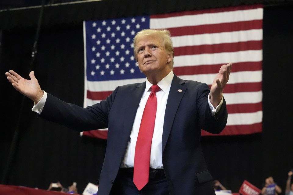 Republican presidential nominee former president Donald Trump arrives to speak at a campaign rally in Montana (Rick Bowmer/AP)