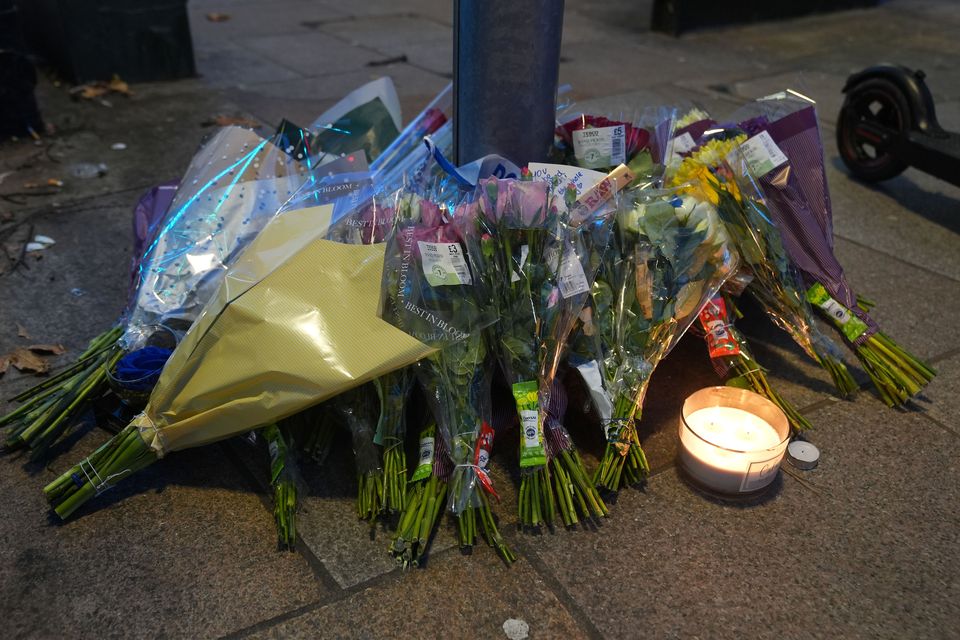 Floral tributes near Greenhill Street, close to Bedford bus station, following the stabbing of Thomas Taylor (Lucy North/PA)