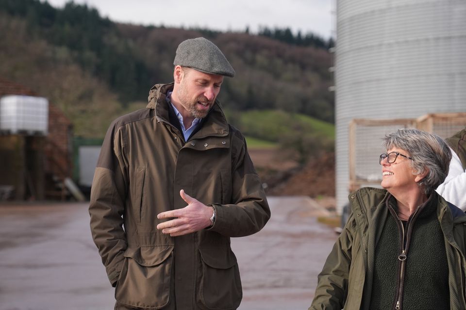 The Prince of Wales with farmer Heather Gorringe (Jacob King/PA)