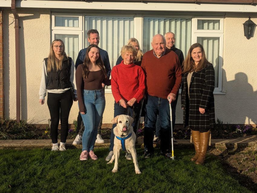 Rita and Philip Potter and their family said they are ‘so, so grateful’ to the RSPCA for reuniting them with their beloved pet Labrador, Daisy (RSPCA/PA)