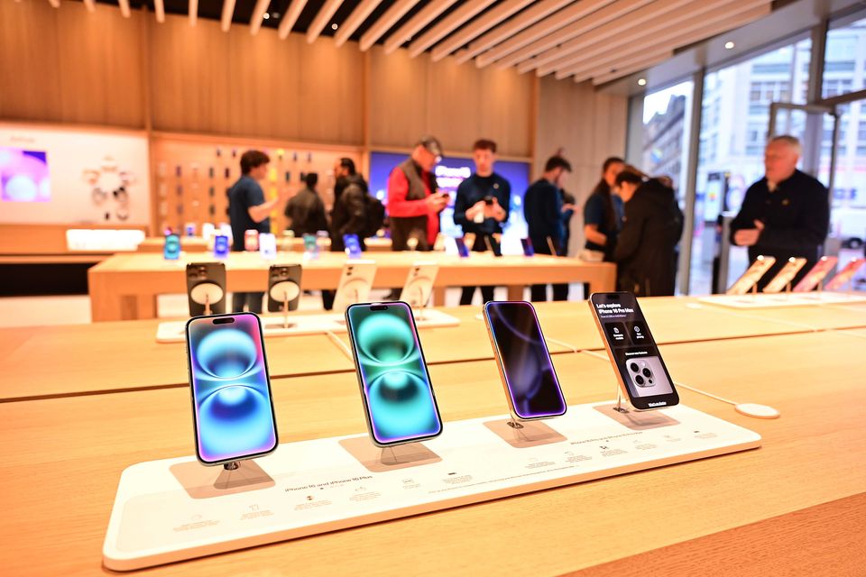 Apple's brand new Belfast store has a space dedicated to their spatial headset, a pick-up area and double Genius Bars as the global technology brand continues to commit to its Northern Ireland customers. Picture By: Arthur Allison/Pacemaker Press.