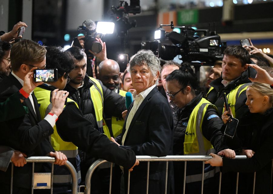 Gerry Hutch, an independent candidate and alleged criminal known as 'The Monk' is pictured surrounded by a large media presence as counting continues in the Irish general election at the RDS count centre on December 1, 2024 in Dublin, Ireland (Photo by Charles McQuillan/Getty Images)