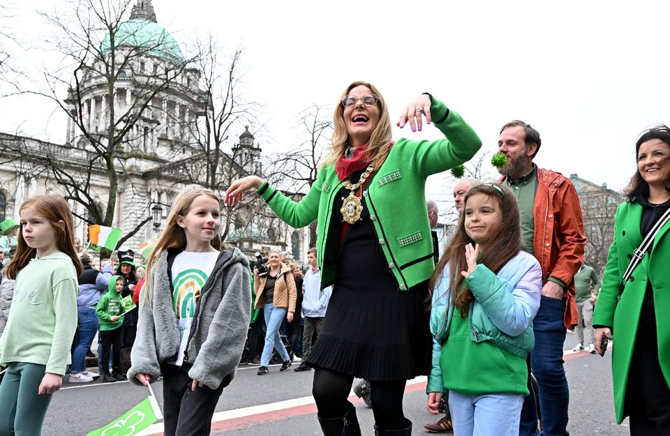 The Lord Mayor takes part in the Belfast parade for St Patrick's Day (Presseye)