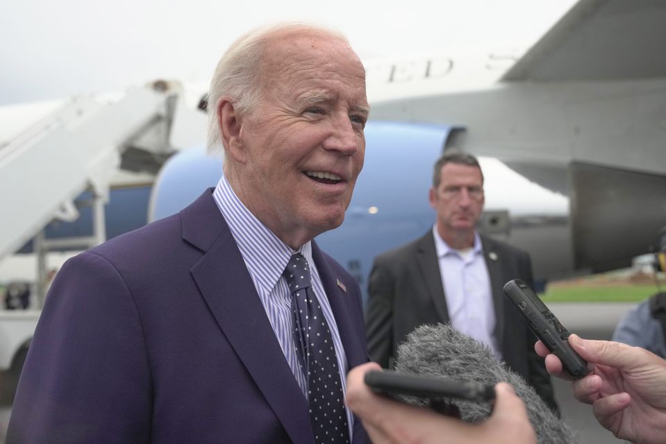 President Joe Biden speaks to reporters en route to Camp David (Manuel Balce Ceneta/AP)