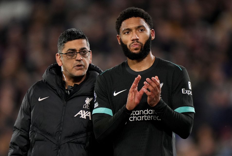 Joe Gomez is set for a spell on the sidelines with a hamstring injury (Bradley Collyer/PA)