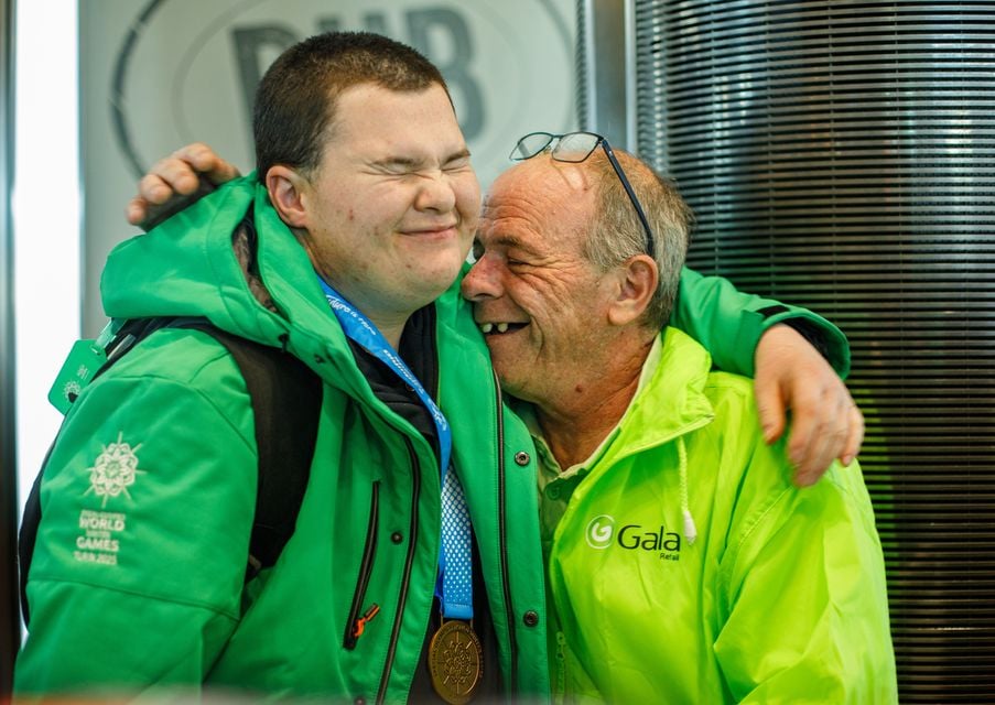 Team Ireland arrive at Dublin Airport from the Special Olympics World Winter Games in Turin.
Pic:Mark Condren
16.3.2025