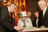thumbnail: Queen Elizabeth II  and Prince Philip, Duke of Edinburgh are shown the Book of Kells during a visit to Trinity College Dublin on May 17