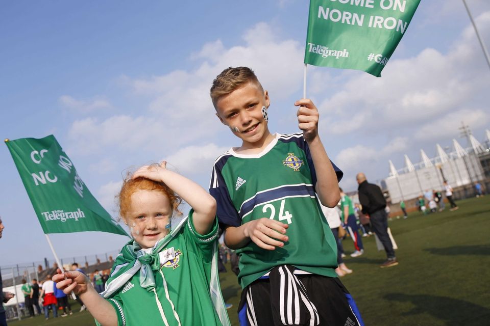 Picture - Kevin Scott / Presseye

Belfast , UK - May 27, Pictured is Northern Irelands Amy and Callum Lister from Belfast in action during the last home game before heading to the Euros on May 27 2016 in Belfast , Northern Ireland ( Photo by Kevin Scott / Presseye)