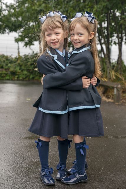 Ellie Joanne and Hannah Margaret Wilson are among the twins set to start primary one in Inverclyde (Jane Barlow/PA)