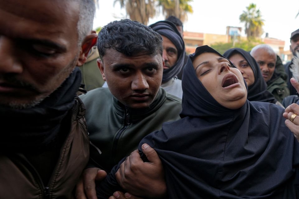 Five Palestinian journalists were killed by an Israeli air strike in Gaza (Abdel Kareem Hana/AP)