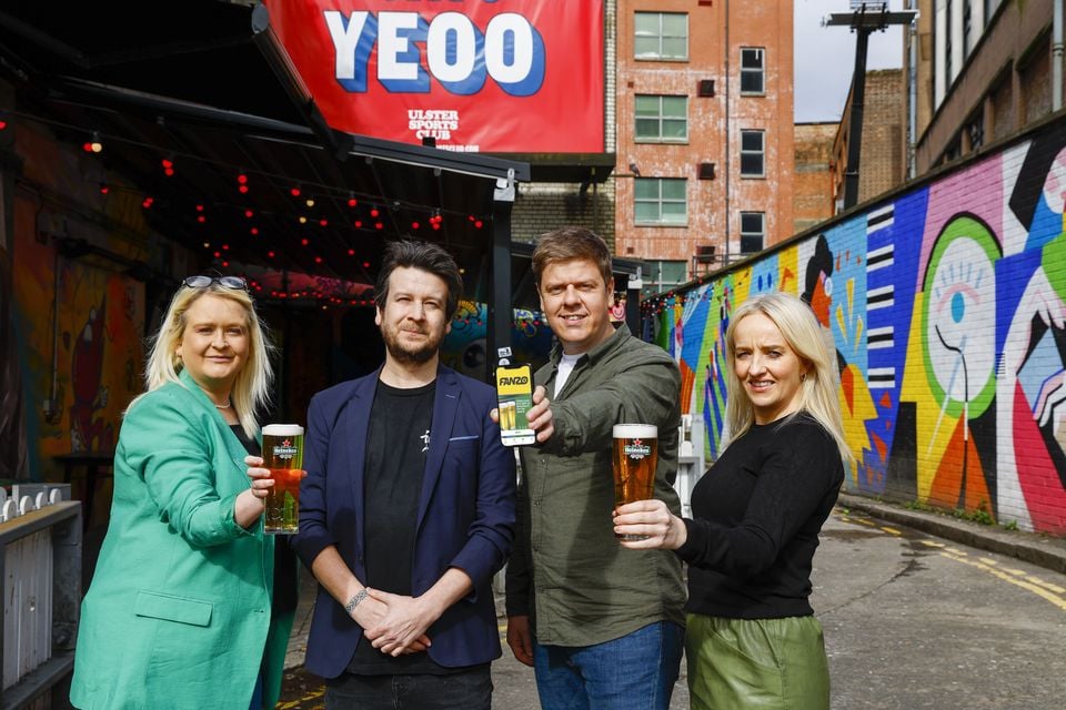 Gemma Herdman, United Wines Brand Manager, Johnny of the Ulster Sports Club, Matthew Clarke, FANZO Key Account Manager, and Maura Bradshaw, United Wines Business Development Manager.