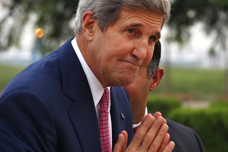 Pray this lasts - John Kerry has worked tirelessly to secure a Middle East ceasefire (AP)