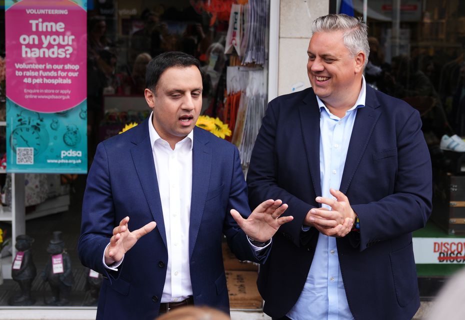 Labour MP Blair McDougall and Scottish Labour leader Anas Sarwar (Andrew Milligan/PA)