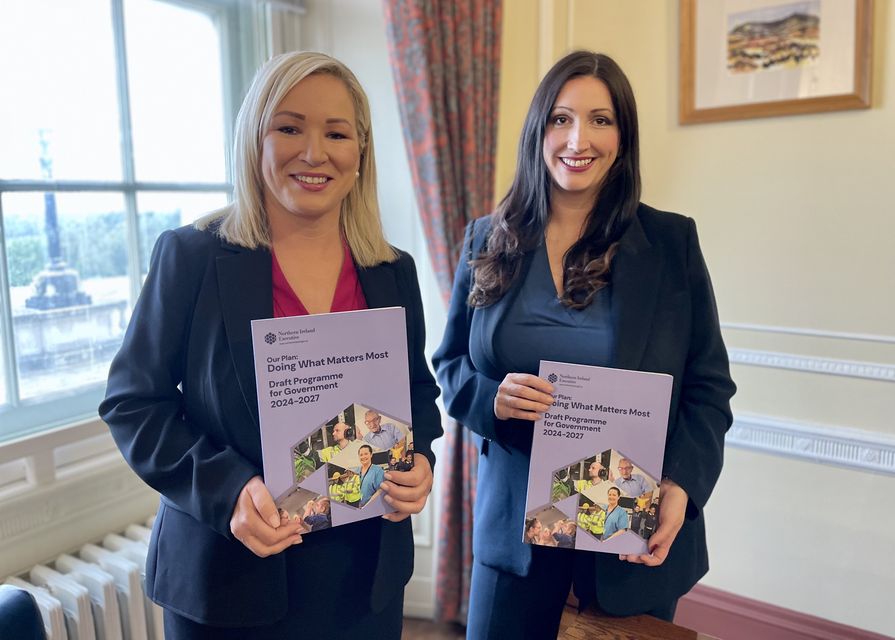 First Minister Michelle O’Neill and deputy First Minister Emma Little-Pengelly launched the draft programme for government in September (David Young/PA)