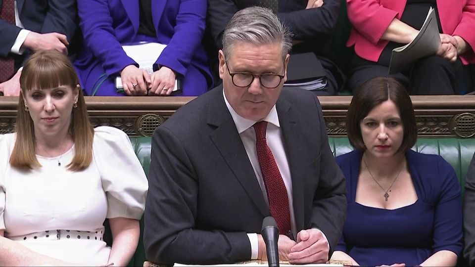 Screen grab of Prime Minister Sir Keir Starmer speaking during Prime Minister’s Questions in the House of Commons (UK Parliament/PA)