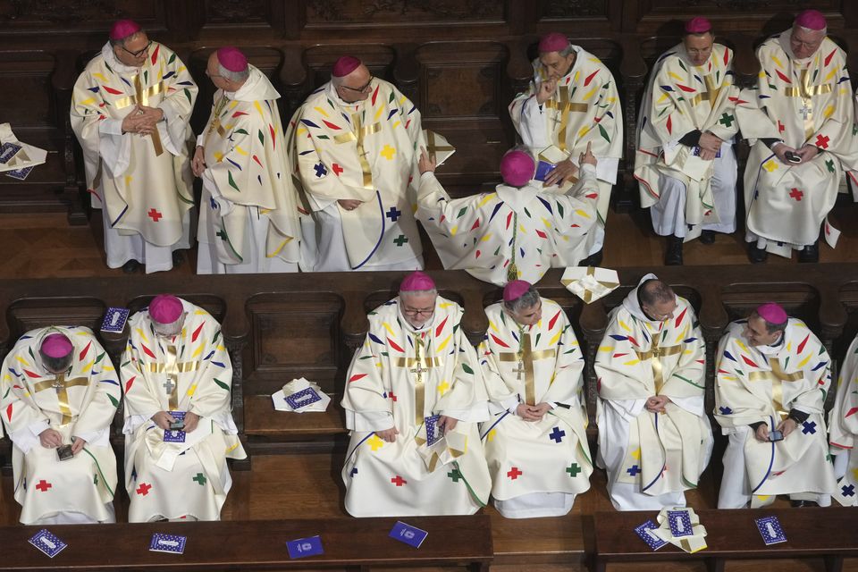 Clergy members wait before the inaugural Mass begins (Alessandra Tarantino/pool/AP)