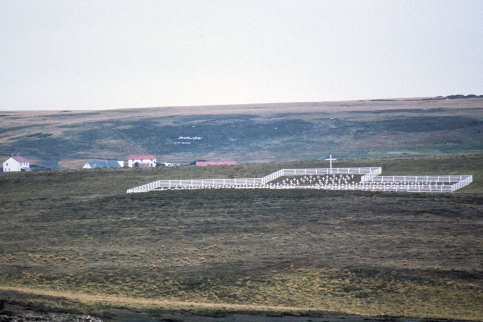 The cemetery for the known Argentinian war dead at Darwin in the East Falklands