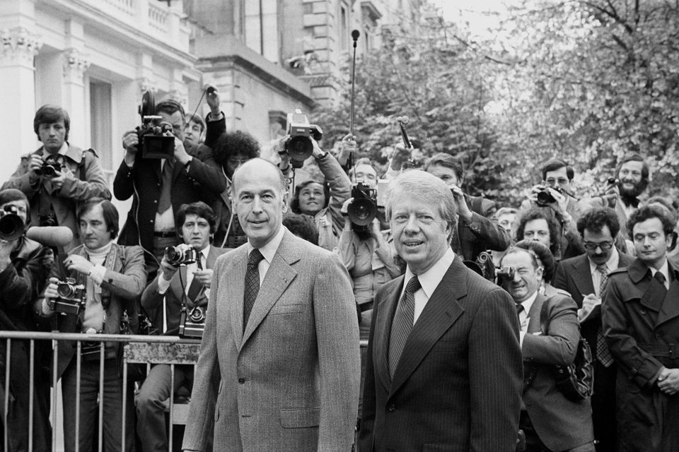 President Jimmy Carter with French President Valery Giscard d’Estaing, when he called on him at the London residence of the French Ambassador at Kensington Palace (Archive/PA)