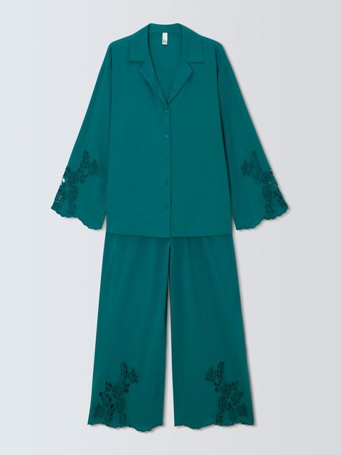 And Or Teal Broderie Pyjamas, £29, John Lewis & Partners
