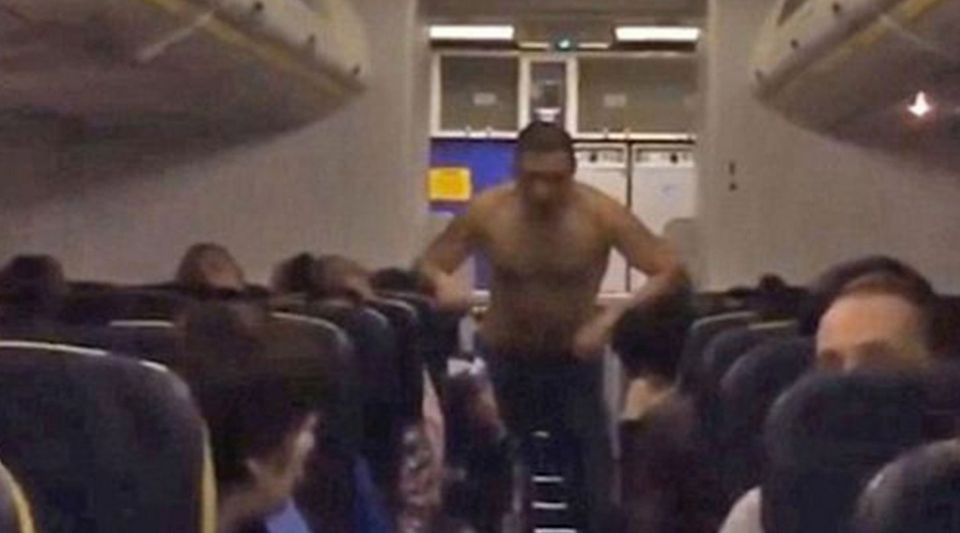 Drunk grunting and semi naked Unruly passenger causes Dublin