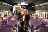 thumbnail: Regional Development Minister Michelle McIlveen and Chris Conway, Group Chief Executive for Translink, on board the first refurbished Enterprise train