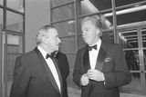 thumbnail: Former Taoiseach Albert Reynolds with Tony O'Reilly at the opening of the O'Reilly Hall at UCD's Belfield Campus, November 1994