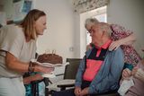 thumbnail: Ronnie Smyth and his wife Liz, with scheme manager at Cairnshill Court, Frances Andrews, as Radius Housing organised a tea party to celebrate Ronnie's achievement.