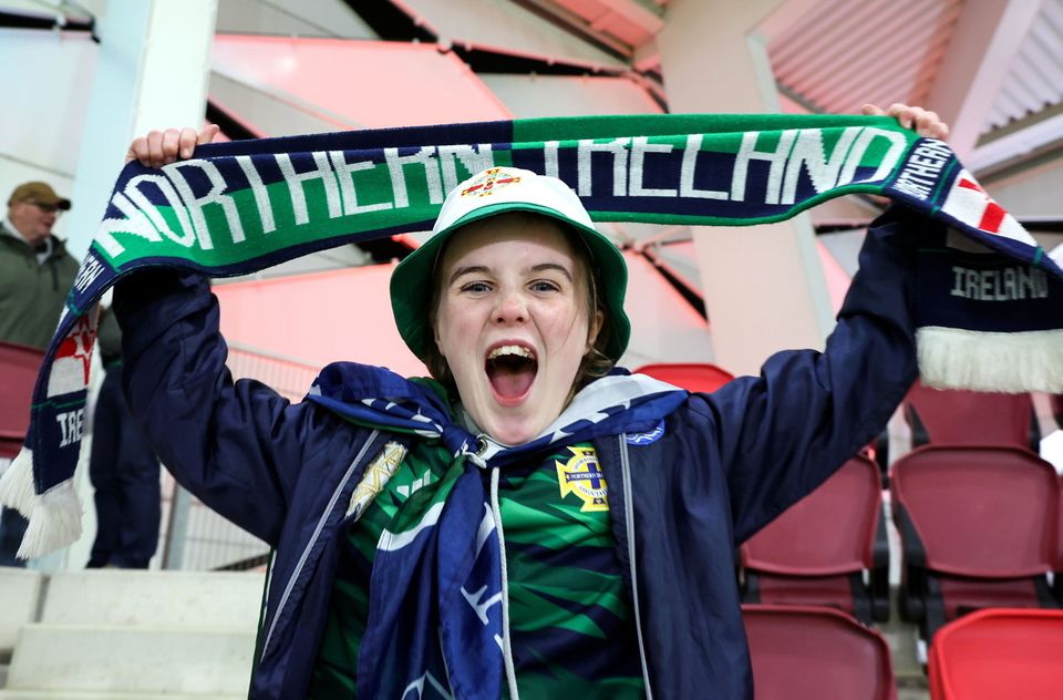 Presseye Ltd, Belfast, Northern Ireland - 18th November 2024 :  Photo by William Cherry/Presseye 
  
Northern Ireland fans at the Stade de Luxembourg for Monday night’s UEFA Nations League game against Luxembourg.   Photo by William Cherry/Presseye