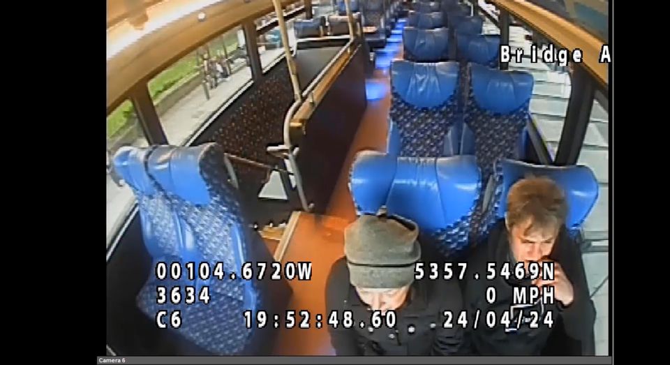 CCTV image of Vincent Morgan and Lisa Welford seated together on a bus to Malton (North Yorkshire Police/PA)