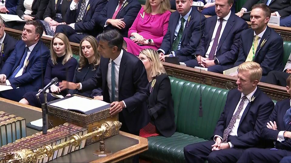 Rishi Sunak speak at one of his last appearances at Prime Minister’s Questions as leader of the Opposition (House of Commons/UK Parliament/PA) 