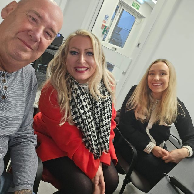 Mr Hunter (left) befriended Ms Scott (centre) at Newcastle’s defeat to West Ham in November (Steven Hunter/PA)