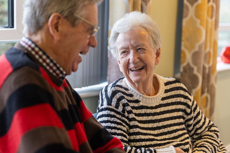 John and Hazel McClean who are celebrating Valentine's Day at Lisburn Care Home on the 12th February 2025 (Photo by Luke Jervis / Belfast Telegraph)