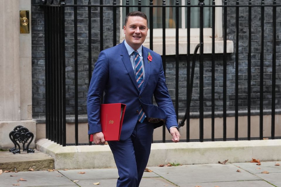 Health Secretary Wes Streeting leaves Downing Street following a Cabinet meeting ahead of the Budget (Lucy North/PA)