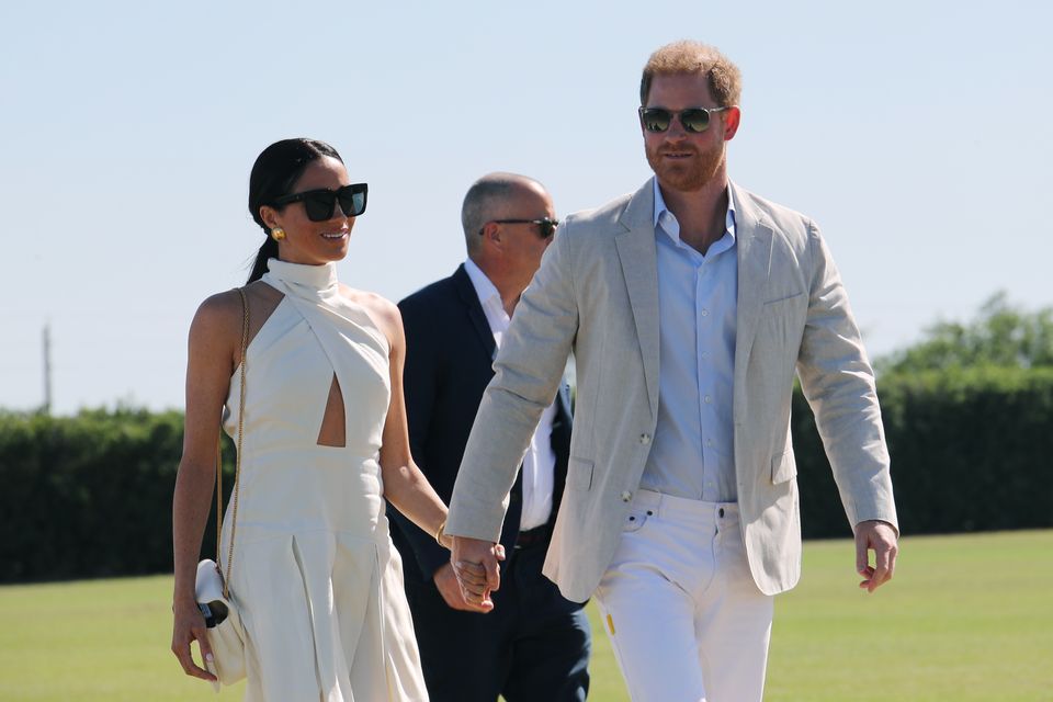 The Duke and Duchess of Sussex at the polo in April (Yaroslav Sabitov/PA)