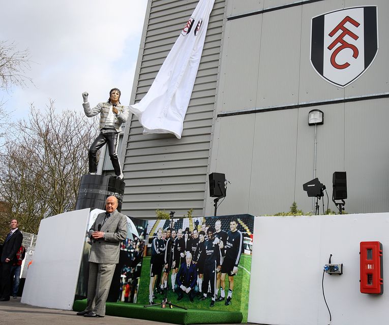 A statue of Michael Jackson, unveiled outside Fulham’s ground by the King of Pop’s friend, Mr Al Fayed, has since been removed (Nick Potts/PA)