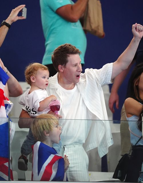 Dustin Lance Black pumped his fist as he watched his husband compete (Mike Egerton/PA)