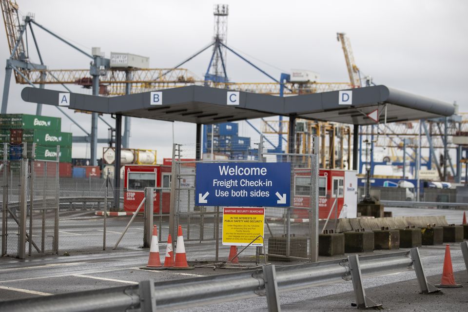 A freight check-in post at the Stena Line Terminal at Belfast Port (Liam McBurney/PA)