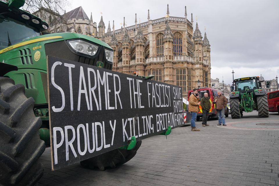 Farmers protest in Westminster (Jonathan Brady/PA)