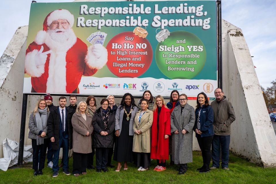 Mayor of Derry and Strabane, Lilian Seenoi-Barr, along with community groups and credit unions who are supporting the 'Responsible Lending, Responsible Spending' campaign.