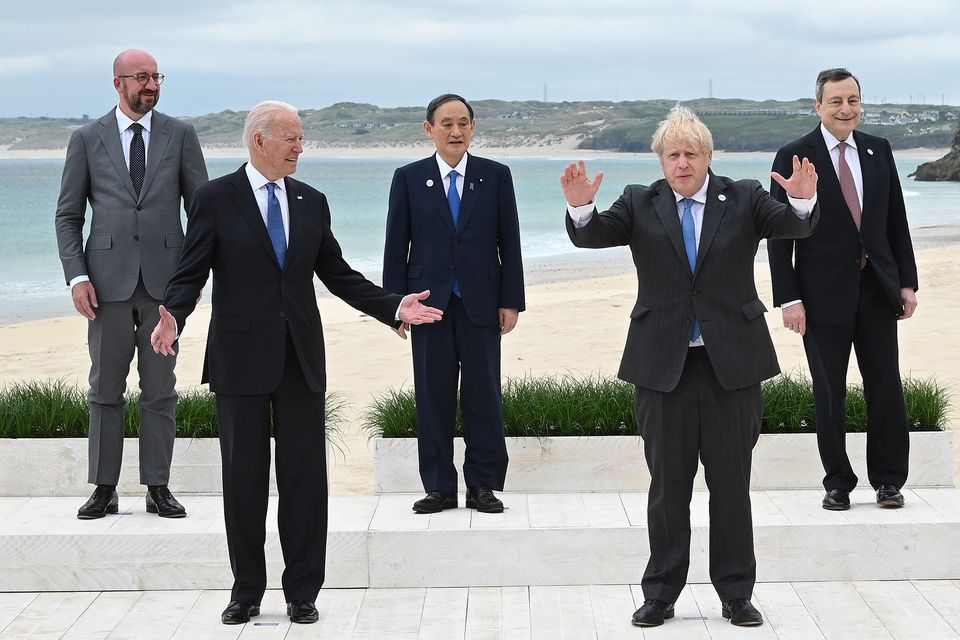 Joe Biden with other world leaders in Cornwall (Leon Neal/PA)