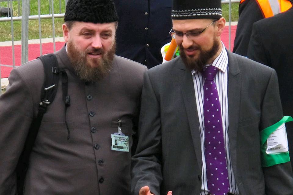 Irish-born Imam Ibrahim Noonan (left) at Jalsa Salana, the International Annual Gathering of the Ahmadiyya Muslim Community