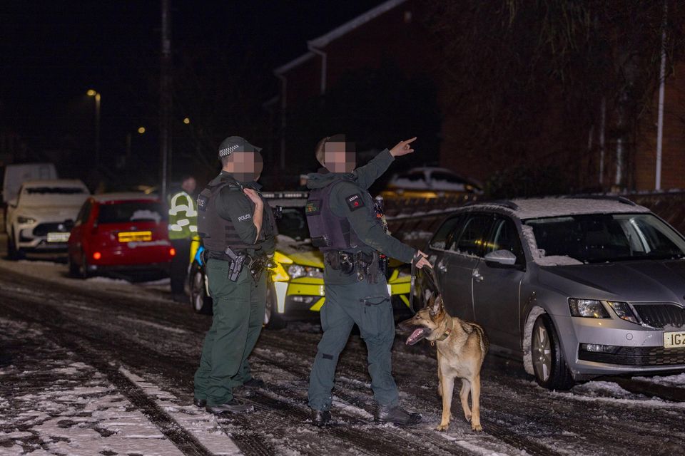 Police at the scene of a suspected shooting incident in the Carnmoney area of Newtownabbey on January 6th 2025 (Photo by Kevin Scott)