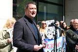 thumbnail: Sinn Fein MP John Finucane speaks during a protest outside the NIO against the Government's new Legacy Act (Pic by Stephen Davison/Pacemaker)