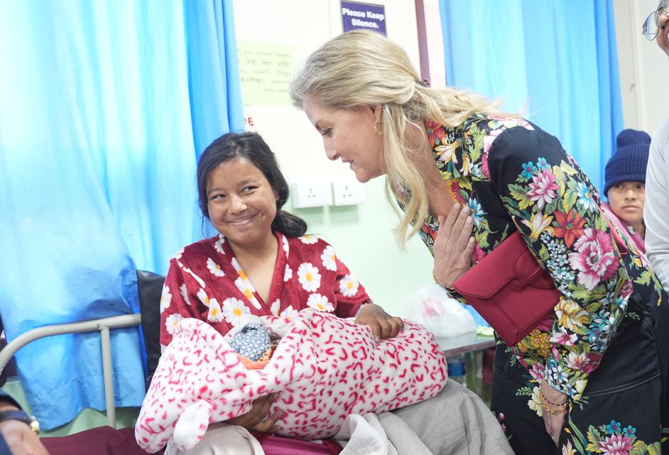 Sophie met mothers and babies in the maternity wing of Bhaktapur Hospital (Yui Mok/PA)