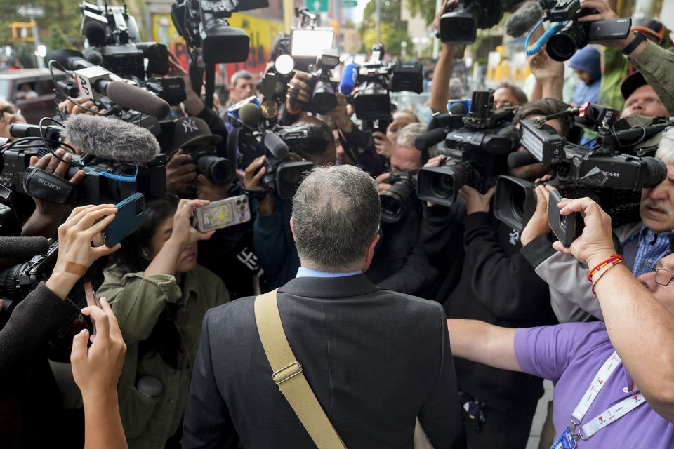 Marc Agnifilo, lawyer for Sean Combs, speaks to the press outside Manhattan federal court in New York (AP Photo/Seth Wenig)